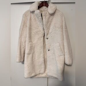 White Faux Fur Coat- Size 4